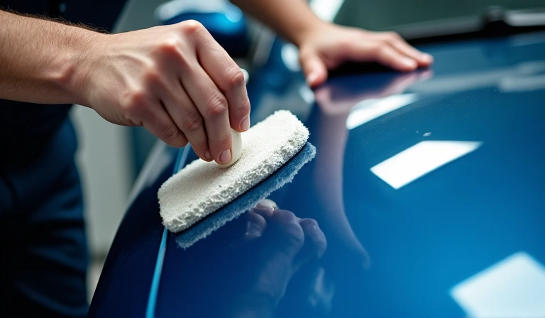 Detailarbeit an einem Fahrzeug